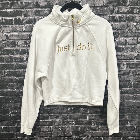 Nike White and Gold Half-Zip Pullover - Picture 1 of 4